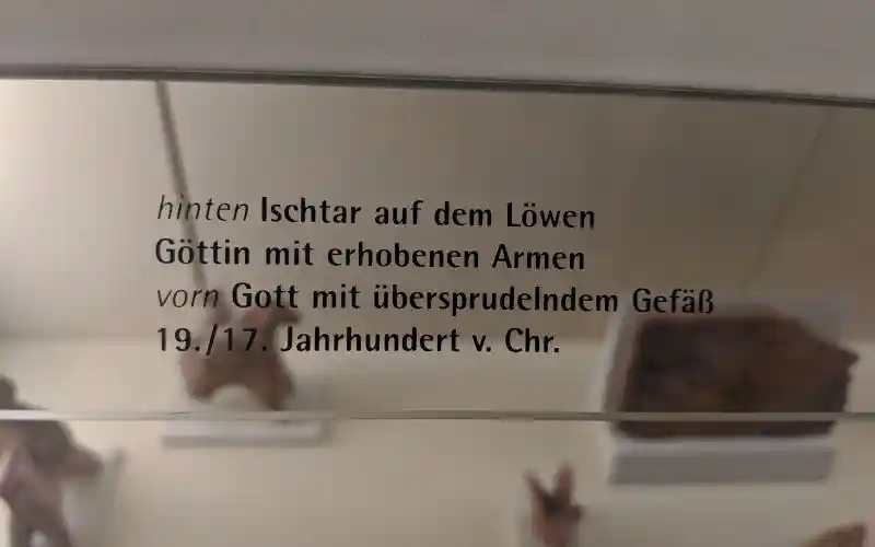 Behind: Ishtar on the lion goddess with raised arms, In front: god with bubbling vessel 19./17. century BC